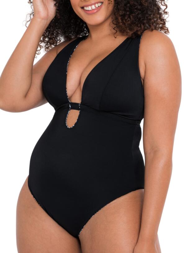 Curvy Kate Sundown Reversible Non-Wired Swimsuit Black Print