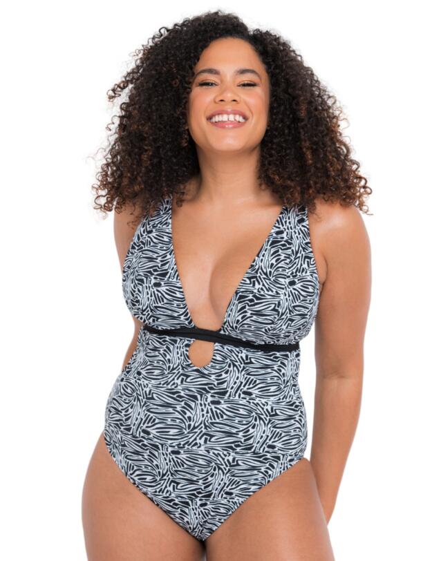 Curvy Kate Sundown Reversible Non-Wired Swimsuit Black Print