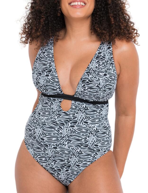 Curvy Kate Sundown Reversible Non-Wired Swimsuit Black Print