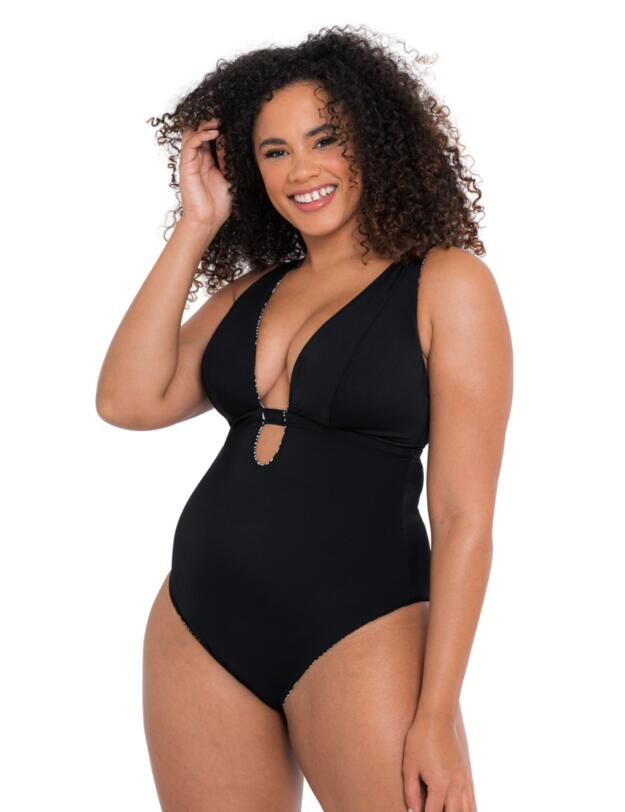 Curvy Kate Sundown Reversible Non-Wired Swimsuit Black Print