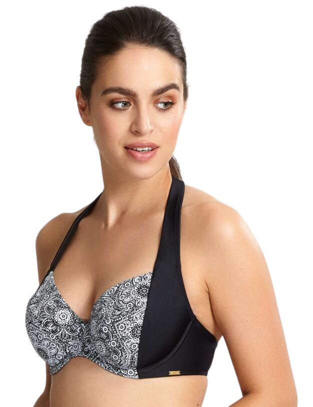 Panache Samara Halterneck Bikini Top Black/White