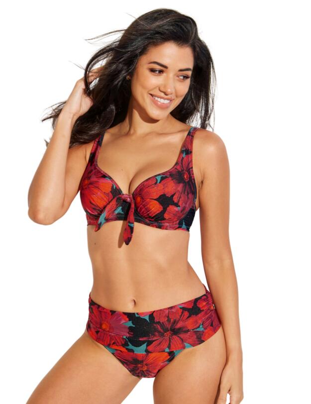 Pour Moi Orchid Luxe Foldover Bikini Brief Red/Teal 
