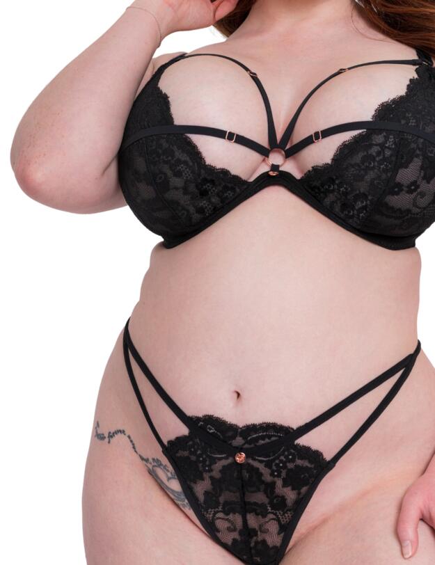 Scantilly by Curvy Kate Embrace Thong Black