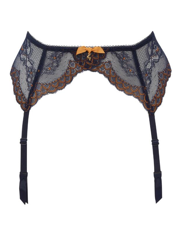 Gossard Superboost Lace Suspender Midnight Blue/Gold