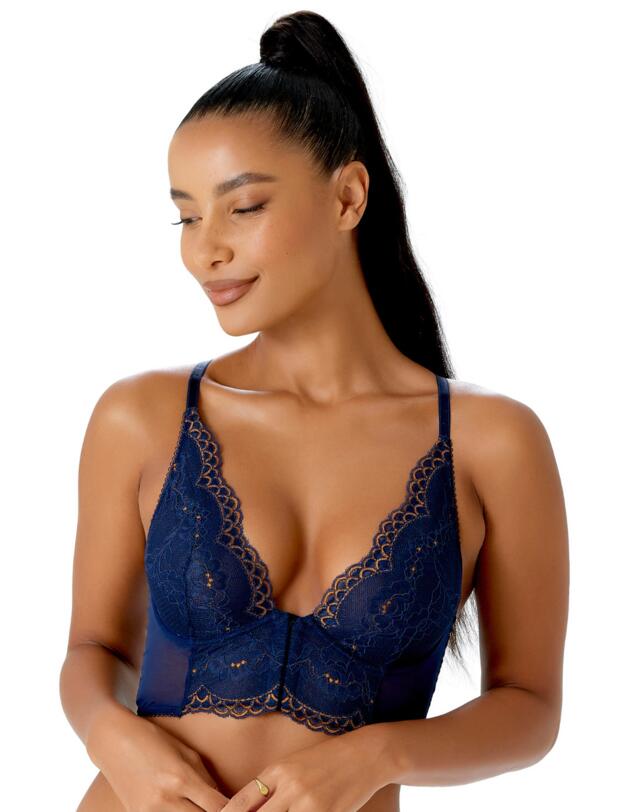 Gossard Superboost Lace Deep V Bralette Midnight Blue/Gold