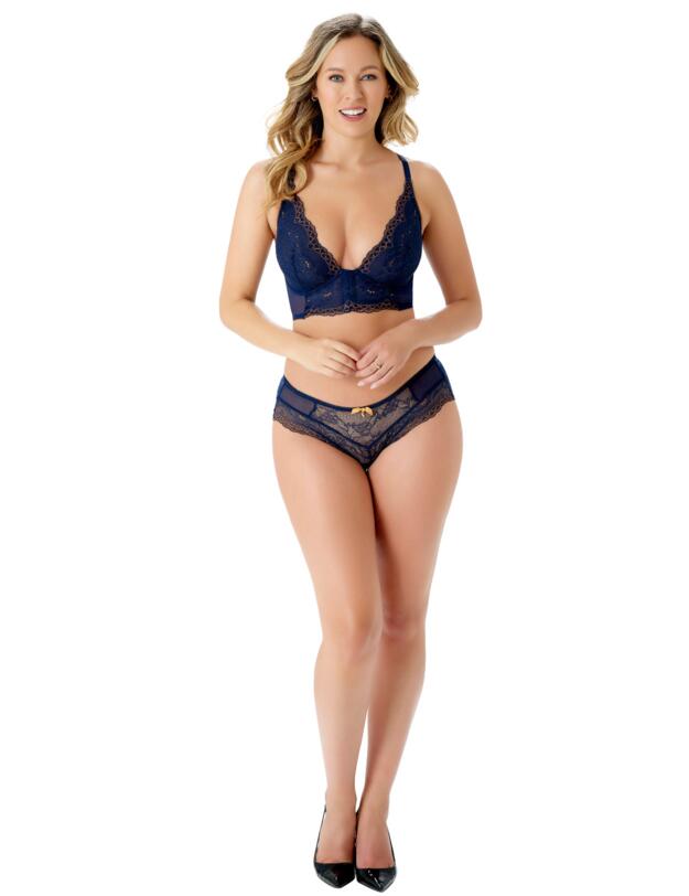 Gossard Superboost Lace Deep V Bralette Midnight Blue/Gold