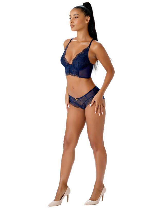 Gossard Superboost Lace Deep V Bralette Midnight Blue/Gold