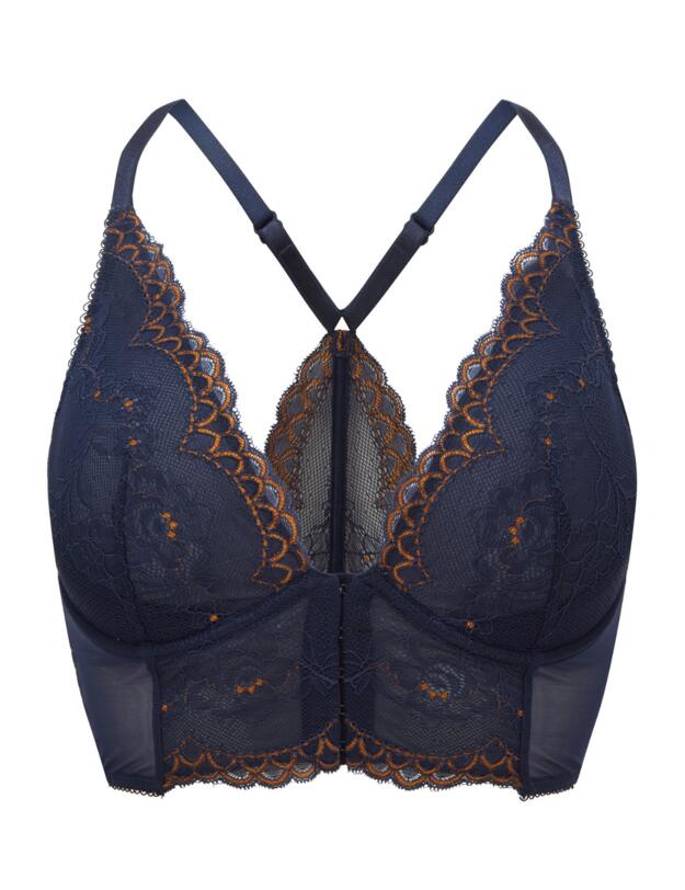 Gossard Superboost Lace Deep V Bralette Midnight Blue/Gold