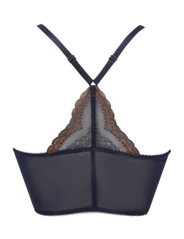 Gossard Superboost Lace Deep V Bralette Midnight Blue/Gold