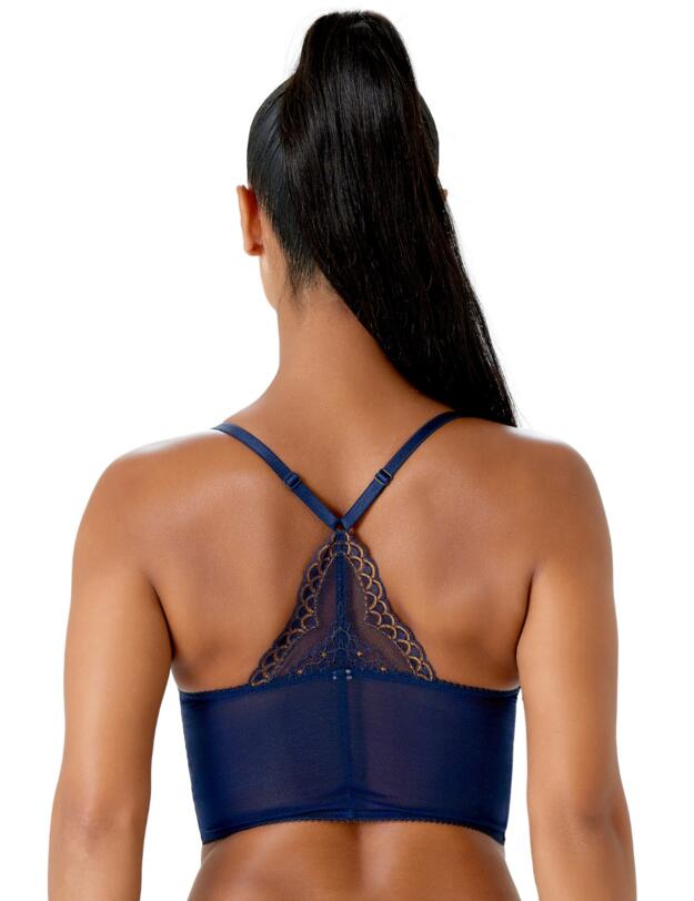 7718 Gossard Superboost Lace Deep V Bralette Bra - 7718 Midnight Blue/Gold 