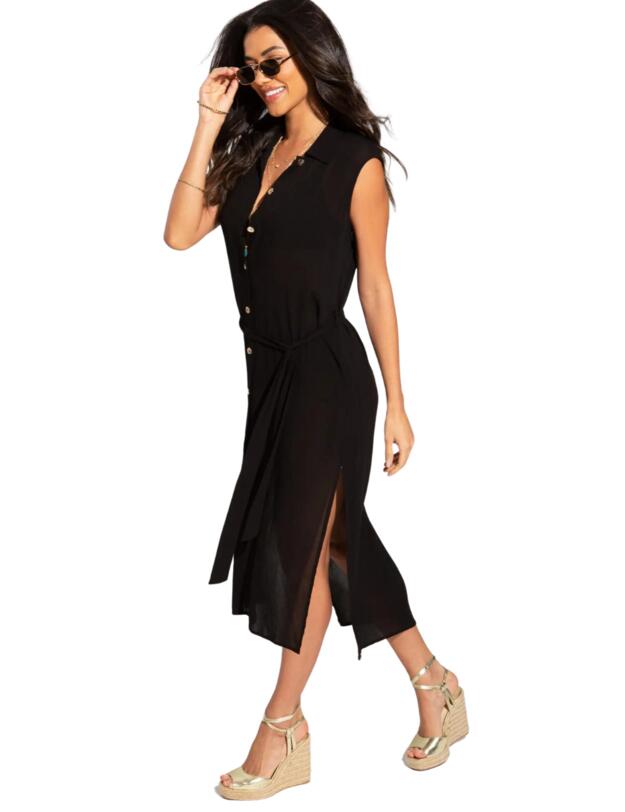 Pour Moi Midi Beach Shirt Black
