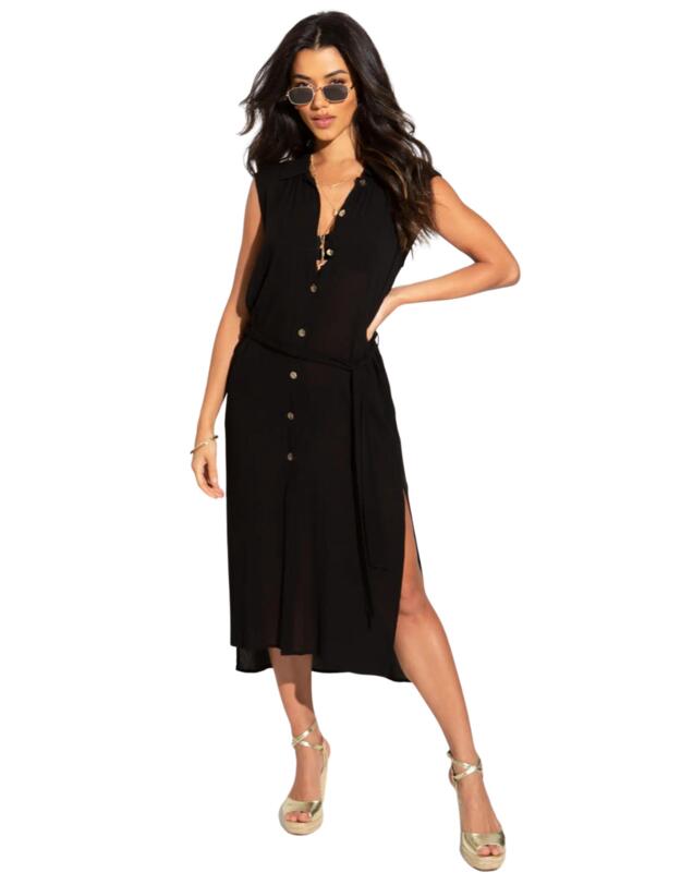 Pour Moi Midi Beach Shirt Black