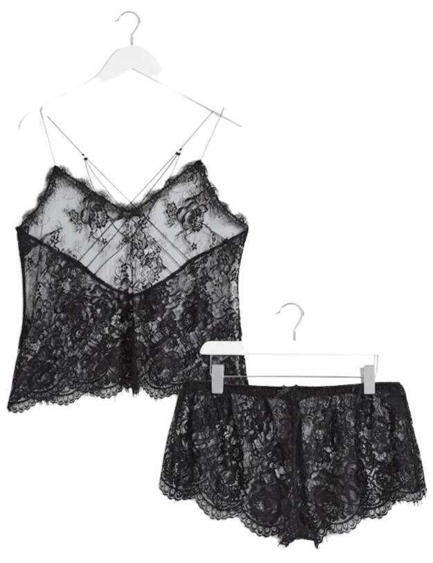 Figleaves Gigi Galloon Short Pyjama Set Black