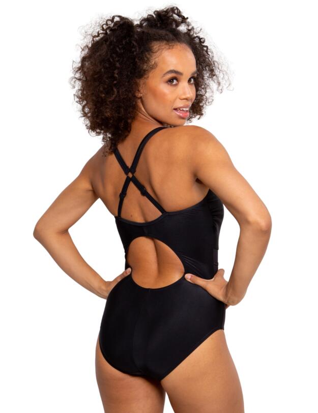Pour Moi Energy Double Strap Racerback Mesh Swimsuit Black