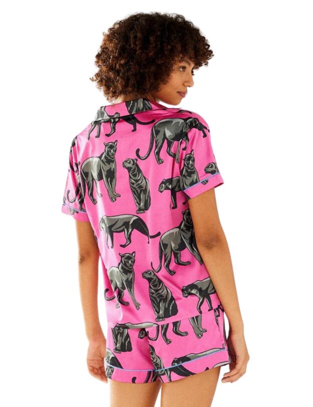 Chelsea Peers Short Pyjama Set Hot Pink Jaguar