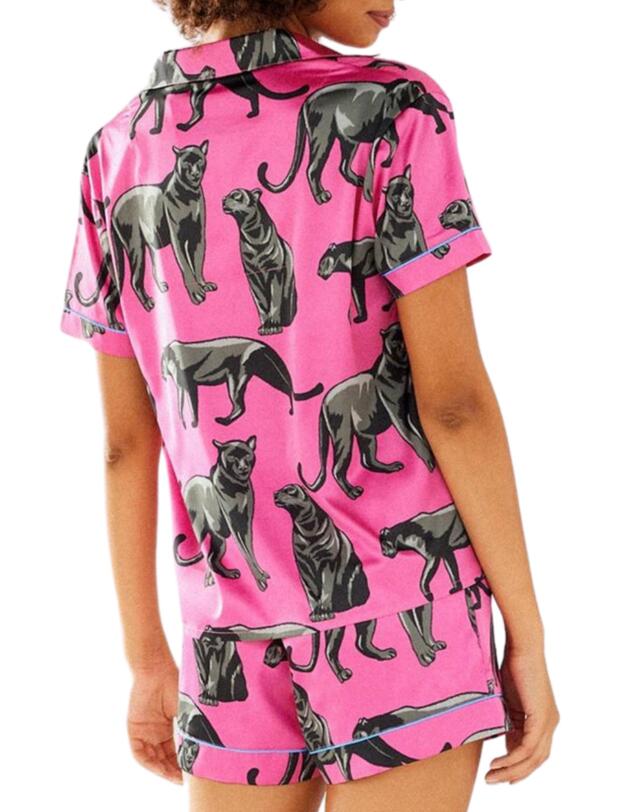 Chelsea Peers Short Pyjama Set Hot Pink Jaguar