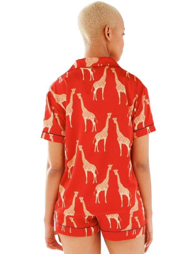 Chelsea Peers Short Pyjama Set Red Giraffe