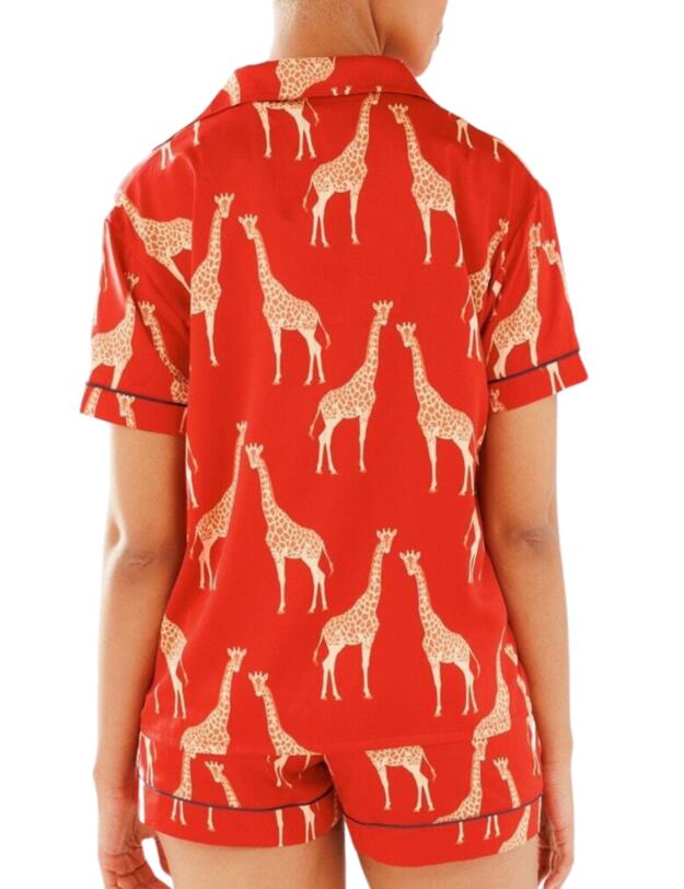 Chelsea Peers Short Pyjama Set Red Giraffe