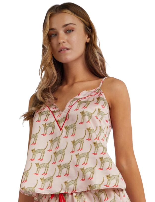 Playful Promises Bouffant Cami Top Pink Cheeta