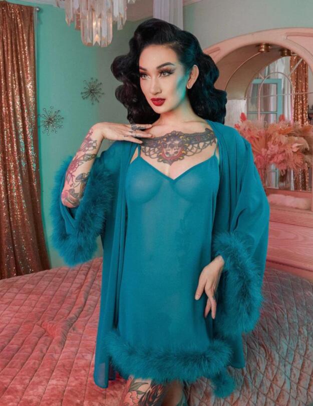 Bettie Page Robe Teal 