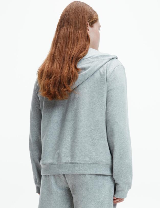 Calvin Klein Modern Cotton Full Zip Hoodie Top Grey Heather