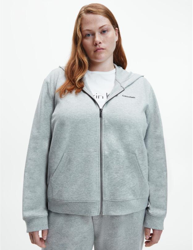 Calvin Klein Modern Cotton Full Zip Hoodie Top Grey Heather