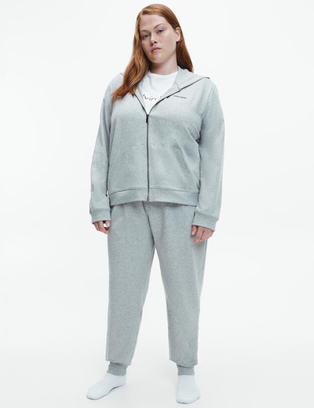 Calvin Klein Modern Cotton Full Zip Hoodie Top Grey Heather