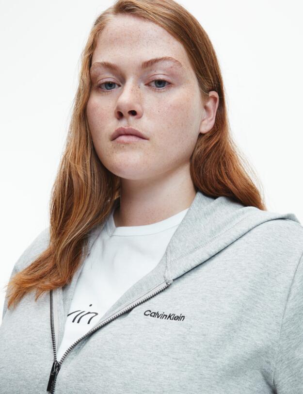 Calvin Klein Modern Cotton Full Zip Hoodie Top Grey Heather