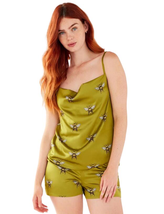 Chelsea Peers Cami Short Pyjama Set Olive Bee