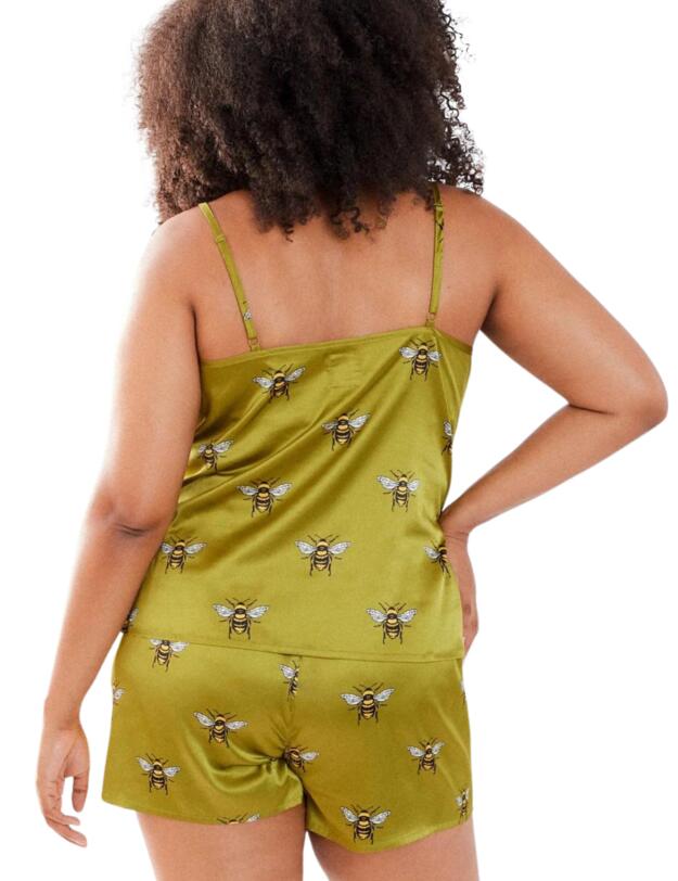 Chelsea Peers Short Cami Pyjama Set Olive Bee