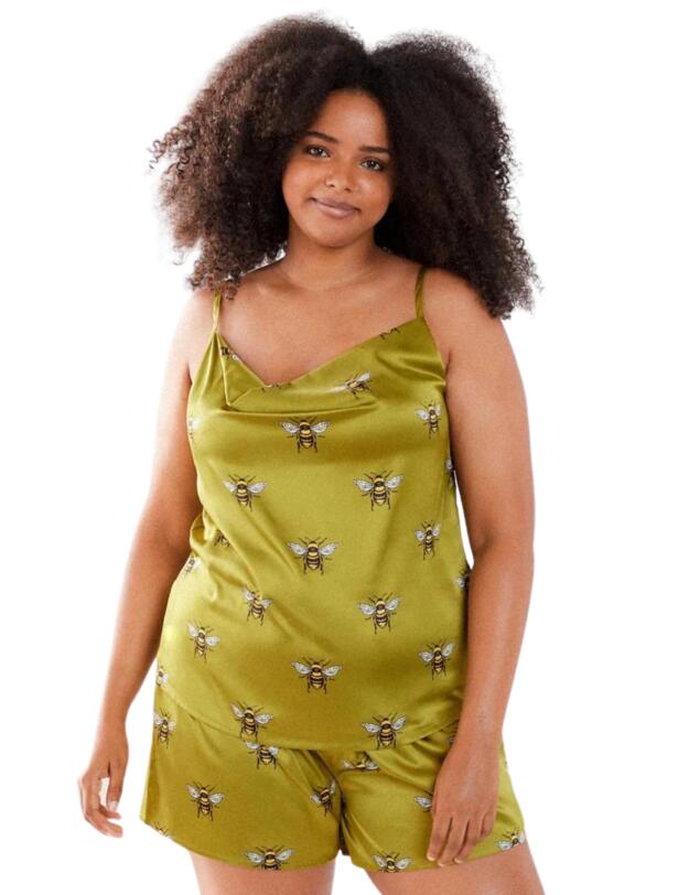 Chelsea Peers Short Cami Pyjama Set Olive Bee