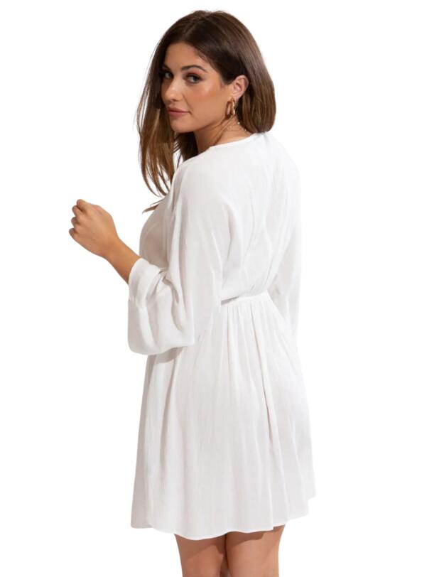 Pour Moi EcoVero Crinkle O Ring Cover Up Dress White 