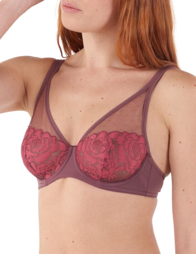 Maison Lejaby Fleur Ikat Plunge Bra Burgundy