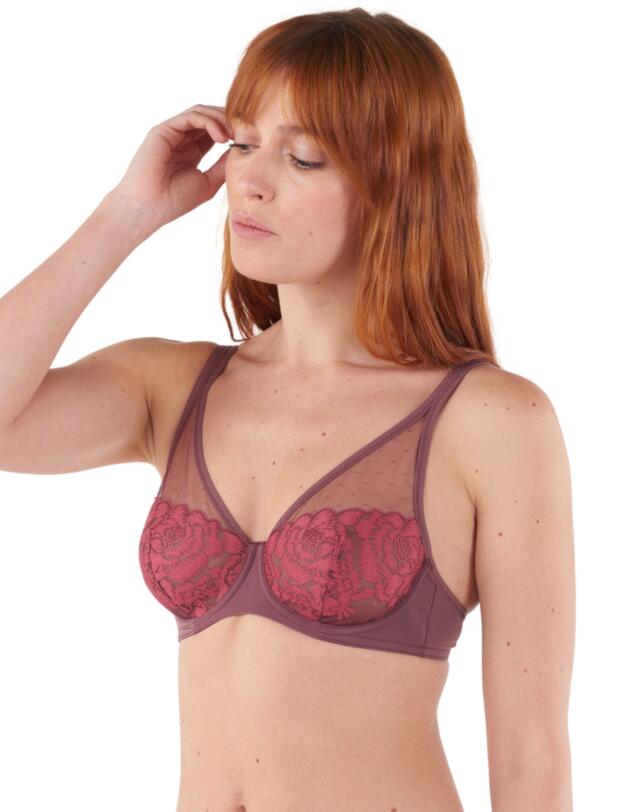 Maison Lejaby Fleur Ikat Plunge Bra Burgundy