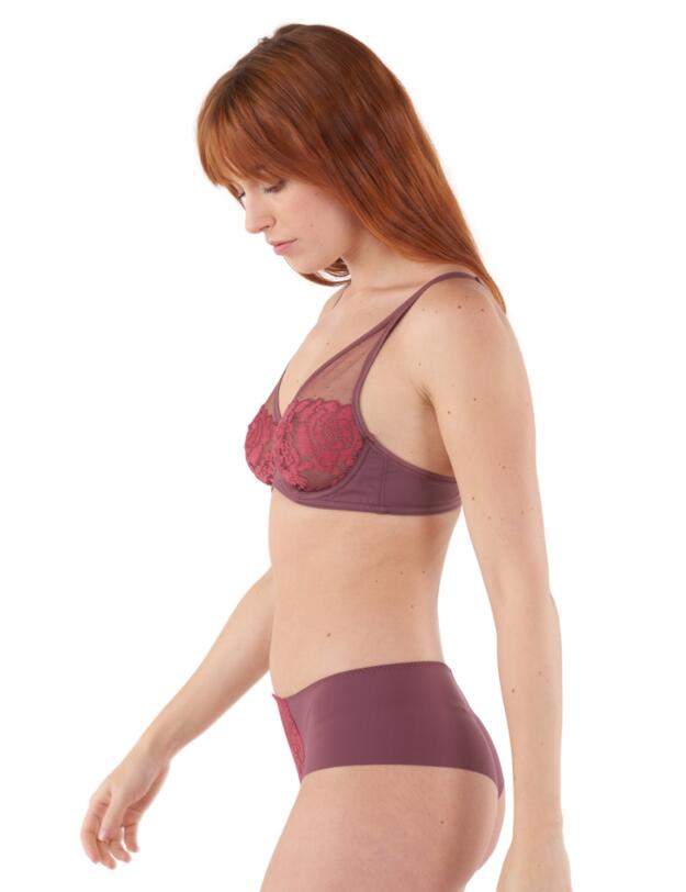 Maison Lejaby Fleur Ikat Plunge Bra Burgundy