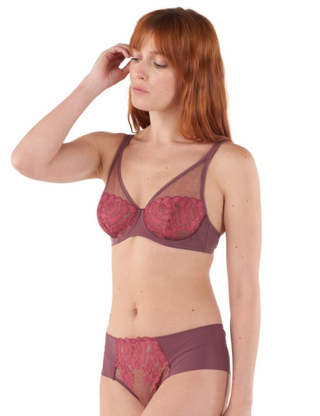 Maison Lejaby Fleur Ikat Plunge Bra Burgundy