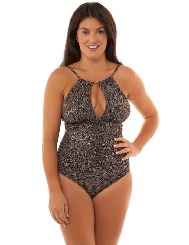 Seaspray Ava High Neck Swimsuit Brown