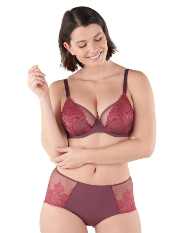  Maison Lejaby Fleur Ikat Underwired Plunge Bra Burgundy