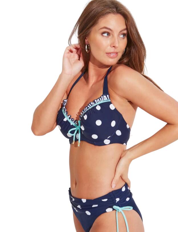  Pour Moi Beach House Halterneck Bikini Top Navy/White/Aqua 