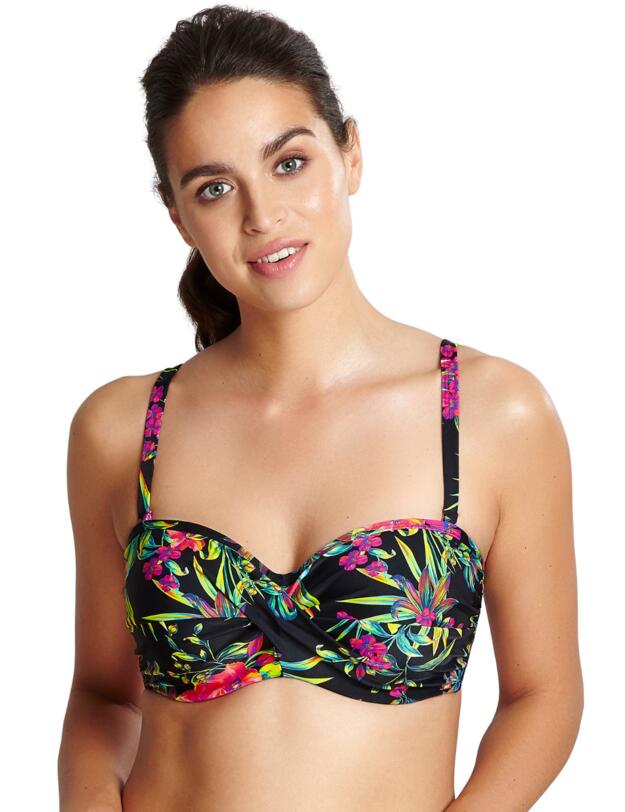  Panache Anya Bandeau Bikini Top Black Palm