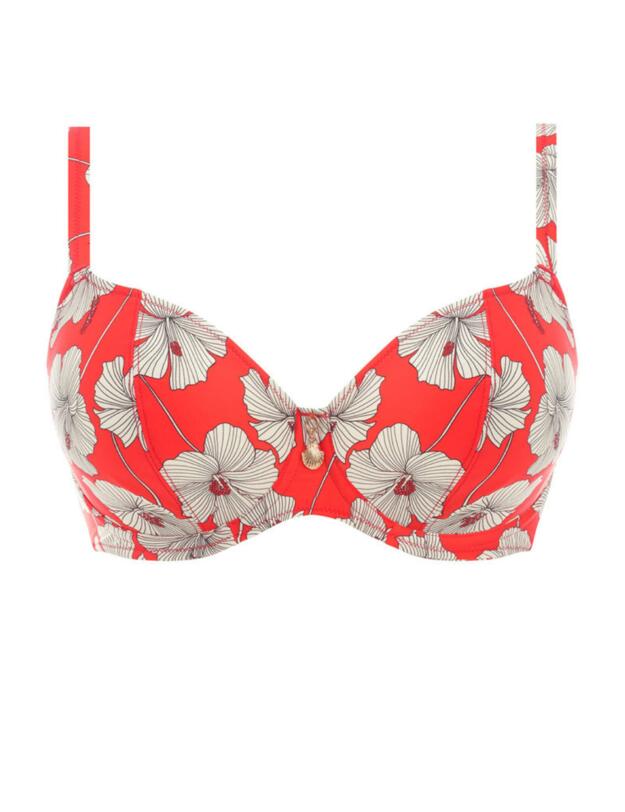 Freya Hibiscus Beach Plunge Bikini Top Sunset