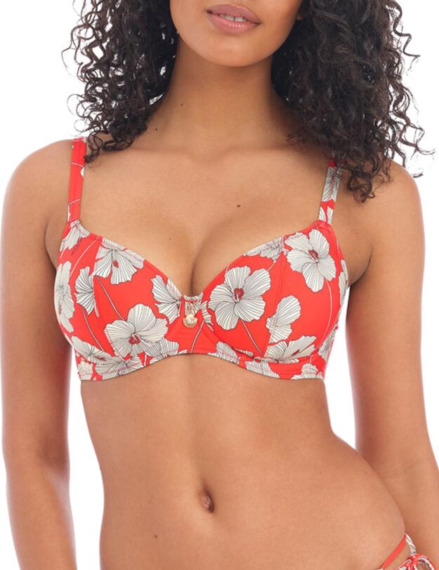 Freya Hibiscus Beach Plunge Bikini Top Sunset