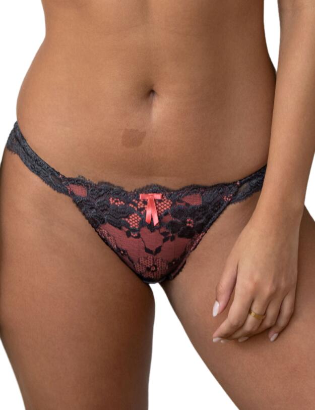 Pour Moi Amour Brazilian Brief Slate/Coral