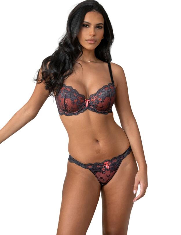 Pour Moi Amour Brazilian Brief Slate/Coral