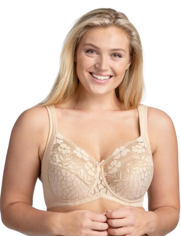 Miss Mary of Sweden Jacquard And Lace Full Cup Bra Beige