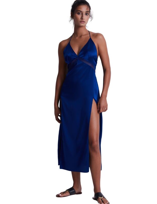 Aubade Silk Desire Long Nightie Electric Blue 