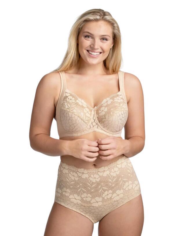 Miss Mary of Sweden Jacquard And Lace Full Cup Bra Beige