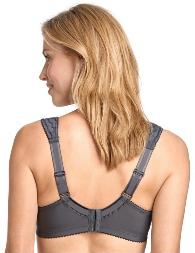 Miss Mary of Sweden Jacquard And Lace Full Cup Bra Dark Grey