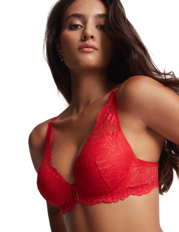 Aubade Flowermania Shoulder Plunge Bra Rouge Floral
