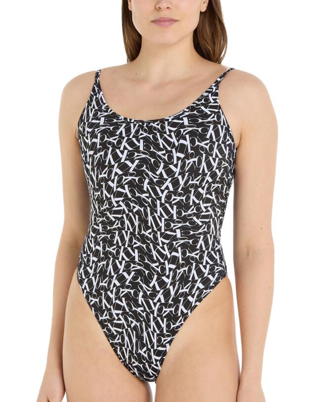 Calvin Klein Scoop Swimsuit Monogram Black